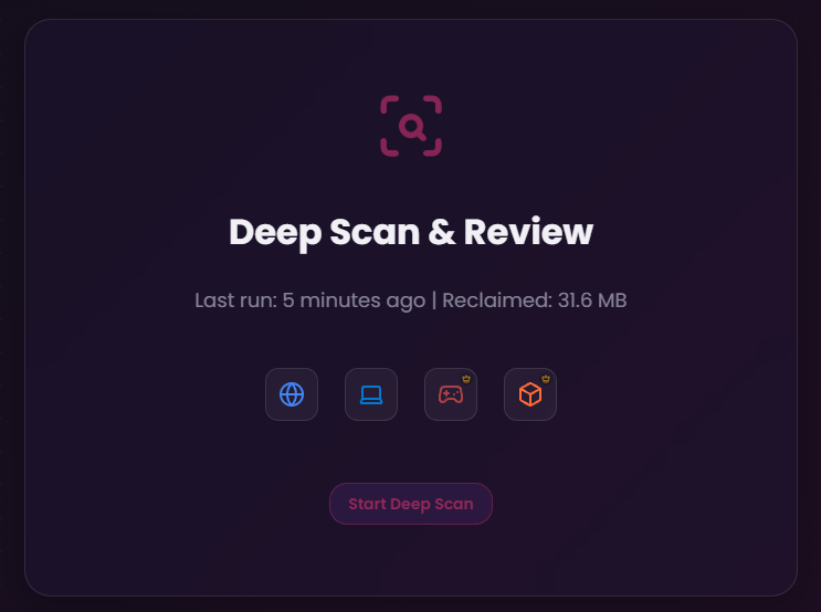 One-Click Cleanup interface